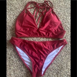 Red cupshe swimsuit